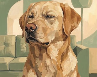 Funny Dog Living Room Digital Print | Smug Labrador Wall Art | Printable Living Room Decor | Instant Download
