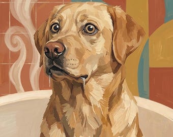 Funny Dog Kitchen Digital Print | Hungry Labrador Wall Art | Printable Kitchen Decor | Instant Download