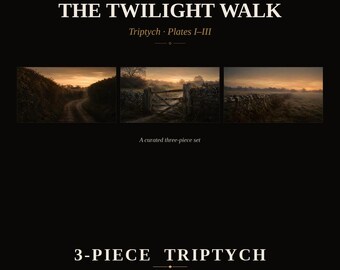 Zestaw artystyczny Vintage Frame TV — Twilight Walk Plates I-III — Moody Countryside Landscape Oil Painting Tribute — 4K + 8K