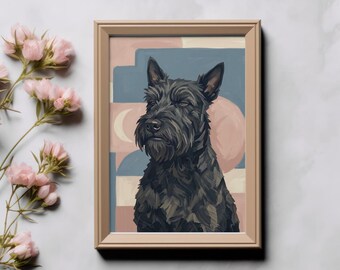 Funny Dog Bedroom Print | Sleepy Scottish Terrier Wall Art | Funny Bedroom Decor | Framed Poster
