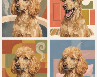 Funny Dog House Tour Digital Print | Poodle 4-Room Wall Art Collage | Printable Multi-Room Decor | Dog Mom Gift | Instant Download