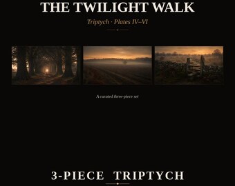 Zestaw artystyczny Vintage Frame TV — Twilight Walk Plates IV-VI — Nastrojowy wiejski krajobraz, tryptyk olejny — 4K + 8K