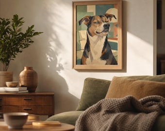Funny Dog Living Room Print | Smug Jack Russell Terrier Wall Art | Funny Living Room Decor | Framed Poster
