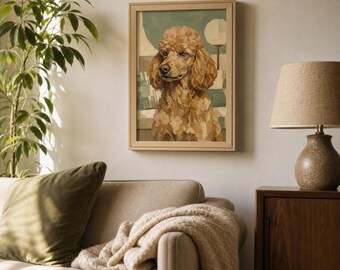 Funny Dog Living Room Print | Smug Poodle Wall Art | Funny Living Room Decor | Framed Poster
