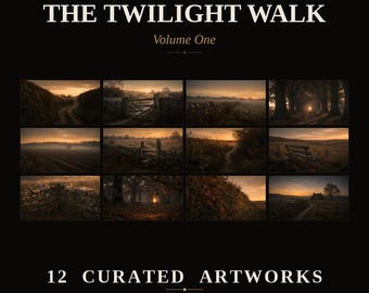 Zestaw Vintage Frame TV Art Bundle — Twilight Walk — 12 olejnych obrazów przedstawiających nastrojowe krajobrazy wiejskie — Samsung Frame TV — 4K + 8K