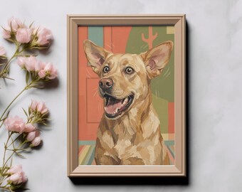 Funny Dog Entryway Print | Excited Labrador Wall Art | Funny Entryway Decor | Framed Poster