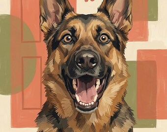 Funny Dog Entryway Digital Print | Excited German Shepherd Wall Art | Printable Entryway Decor | Instant Download