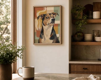 Funny Dog Kitchen Print | Hungry Jack Russell Terrier Wall Art | Funny Kitchen Decor | Framed Poster
