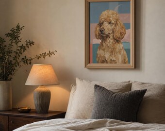 Funny Dog Bedroom Print | Sleepy Poodle Wall Art | Funny Bedroom Decor | Framed Poster