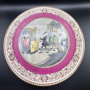 Adams Dr. Syntax Disputing His Bill Transferware Victorian Decorative Staffordshire Plate