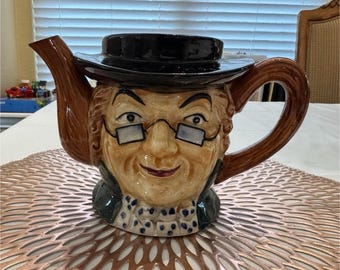 Vintage handgeschilderde Japanse theepot met koloniale heer zonder deksel