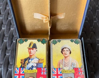 Vintage de la rue king george vi & queen elizabeth dubbeldeks speelkaarten