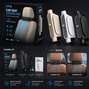 Puede incluir: Un ventilador de refrigeraci&oacute;n para asiento de coche 2 en 1 disponible en beige, blanco y negro. El set incluye caja, cable USB y manual de usuario. El ventilador cuenta con tres velocidades, funcionamiento ultra silencioso y carga USB.