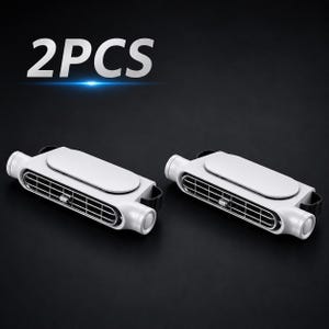 Puede incluir: Dos dispositivos de refrigeraci&oacute;n blancos de forma rectangular, similares a rejillas de ventilaci&oacute;n, con un patr&oacute;n de rejilla en el frente y un panel superior s&oacute;lido. El texto 2PCS aparece en letras blancas grandes sobre las unidades.