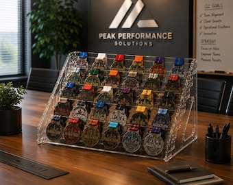 Soporte de exhibición de medallas de acrílico transparente, estante organizador de logros deportivos, vitrina para premios de corredores.