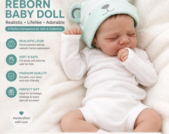 18 Inch Realistic Reborn Baby Doll, Sleeping Silicone Vinyl Lifelike Newborn Toy