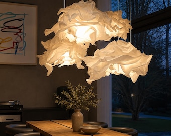 Sculptural Cloud Pendant Lamp Shade: Modern Artistic Hanging Light Cover