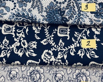 Blue White floral prints from Belgium cotton quilt fabric