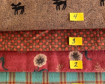 Vintage cotton flannel fabric 4 designs over 5 yards