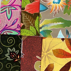 Sechs VLISCO Fat Quarters aus Baumwolle mit Dutch Java Print