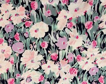 OOP John Kaldor floral on black 62" cotton quilting fabric