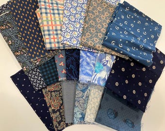 STASH BUILDER One pound of vintage blues quilting cotton Bundle #1