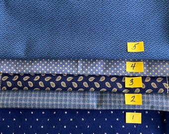 FIVE OOP Blue quilt cotton fabrics STASHBUILDER #2