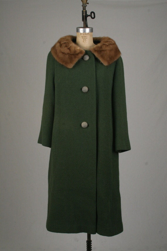 1960s Forstmann Wool Coat with Fur Collar
