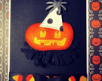 3D Halloween Pumpkin Fun Card-Handmade Card-Halloween Card-Halloween Witch-Halloween-Greeting Card - Sizzix