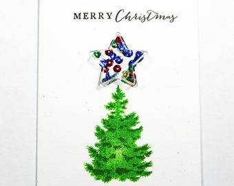 SALE - Weihnachtsbaum-Shaker - handgemachte Karte - Weihnachtskarte - Greeting Card - Note Card - Xmas