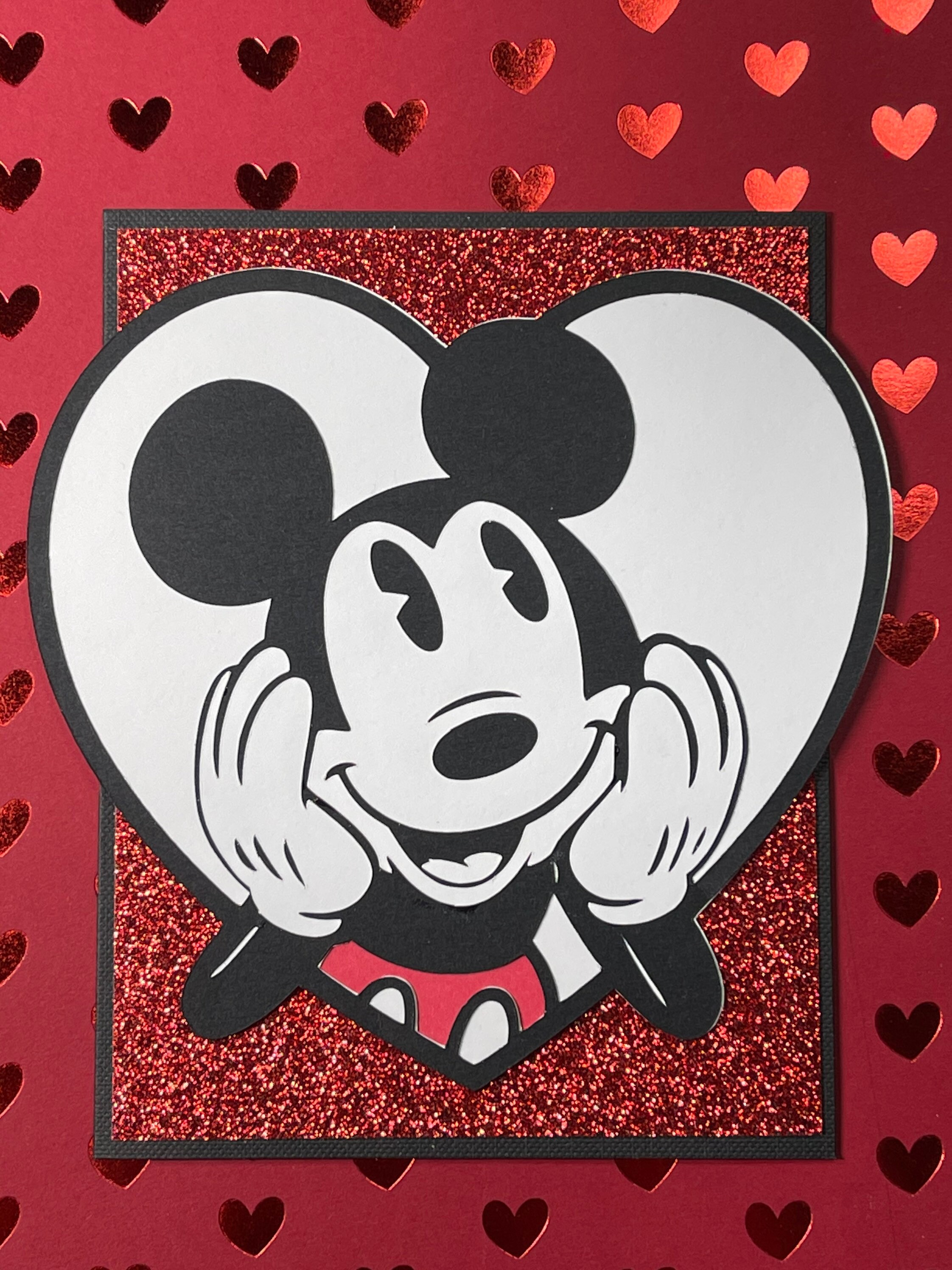 Mickey Mouse Valentine Greeting Card handmade Card Love | Etsy