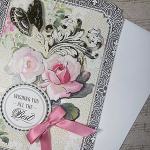 Wishing You All The Best Handmade Card 3D Pop Up Vintage Encouragement Love For Her Victorian image 8