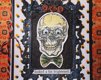 Tim Holtz Halloween 3D Pop Up Skull Card-Handmade Card-Halloween Card-Halloween-Greeting Card - Card Making