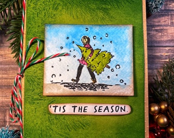 Tim Holtz 'Tis The Season - Christmas Card - Handmade Card - Xmas Card