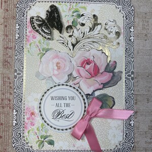 Wishing You All The Best Handmade Card 3D Pop Up Vintage Encouragement Love For Her Victorian image 1