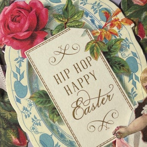 Hip Hop Happy Easter Happy Easter Bunnies Greeting Card Handmade Card Easter Card Greeting Card Cute Victorian image 2