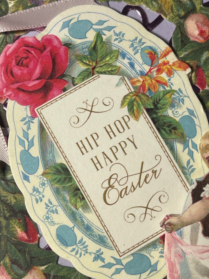 Hip Hop Happy Easter Happy Easter Bunnies Greeting Card Handmade Card Easter Card Greeting Card Cute Victorian image 2
