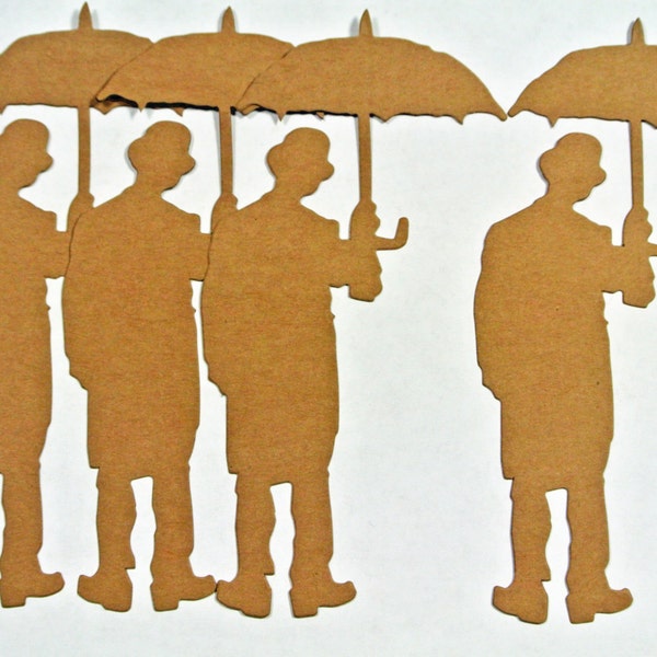 Tim Holtz Die Cuts Umbrella Man Card Stock Set of 4 Sizzix 657189