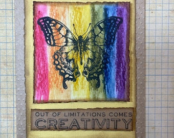 SALE - Tim Holtz Creativity Butterfly Card Pop Up 3D Mixed Media Art Handmade