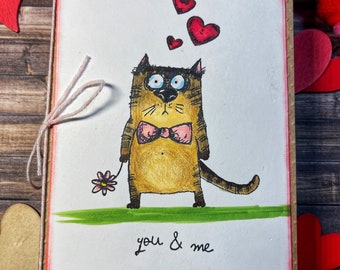 Tim Holtz Snarky Cat Valentinstag Handgemachte Karte - Lustige Katze - Valentines Cat - Valentinstag für Sie