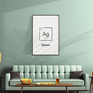 Element Silver wall art | Precious metal element of Periodic Table | Science Printable poster | Great gift for chemist, physicist, jeweler