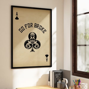 Ace of Clubs print | Playing cards printable wall art | Great for home, office, gift for dad, groomsman | Fun for poker night, man cave
