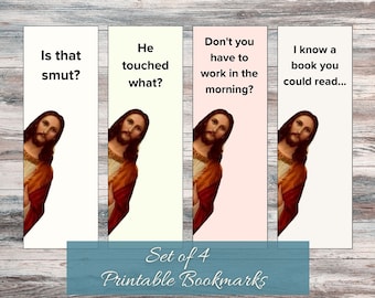 Jesus is Watching You Read Printable Bookmarks | Funny bookmarks that make a great gift for book lovers | Unique bookmarks for women