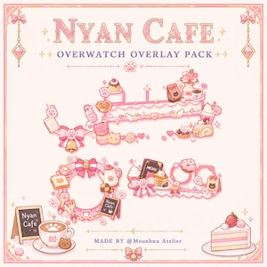 Paquete de superposiciones HUD de Overwatch de Nyan Cafe / Recursos para streaming / OBS / HUDSight / Para jugadores, streamers y Vtubers