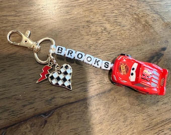 Cars McQueen Mini Die Cast Keychain - Customizable