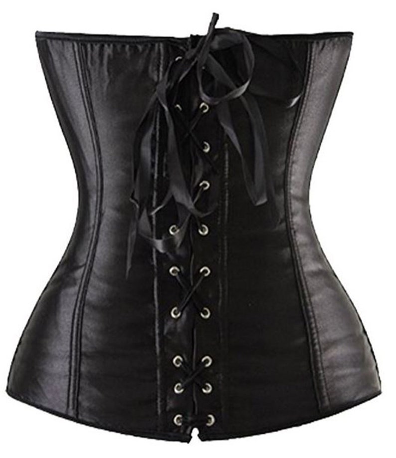 Solid Black Satin & Shimmer Glitter Bustier Corset Perfect For Etsy