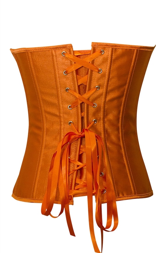 Corsé bustier satinado de color sólido azul cielo, naranja