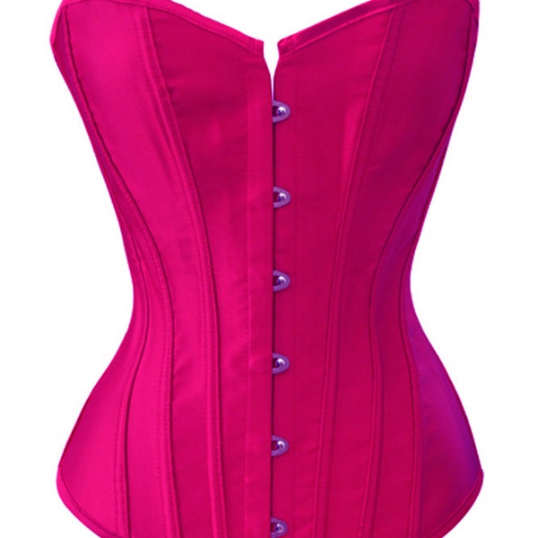 Corset bustier en satin de couleur unie bleu marine, violet, vin rouge, roses parfait pour la peinture, perlage, burlesque, fabrication de costumes