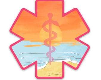 Chasing Sunsets Star of Life  | Paramedic EMS Vinyl Waterproof Decal