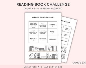 Reading Challenge Printable - Bookshelf Coloring Tracker - Bookish Reading Tracker - Reading Bingo - Book Lover Gift - Instant Download
